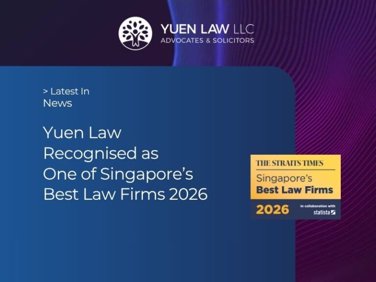 Yuen Law Recognised as One of Singapore's Best Law Firms 2026 in The Straits Times for its work in Conveyancing, Inheritance & Succession, Private Wealth Management, Financial Services Regulatory (FSR)